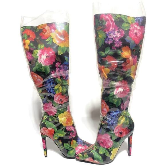 Lemon Drop by Privileged Feather Thigh High Rain Boots Rori Size 8 Multicolor - Picture 3 of 6